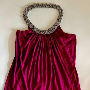 Beautiful party blouse with collar crafted in delicate stones.  Size m